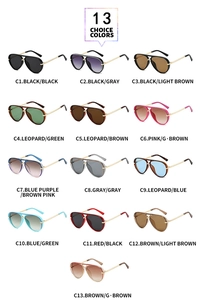Collection of 13 stylish aviator sunglasses in various frame and lens colors
