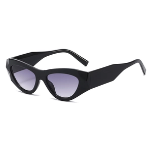 Lunettes de soleil œil de chat à monture géométrique noire et verres violets