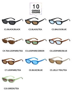 Collection of ten vintage small frame sunglasses in assorted colors and patterns