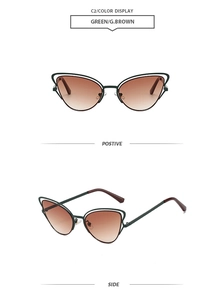Cat eye sunglasses C2 Green/Brown with hollow metal frame and gradient lenses