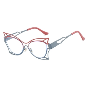 Butterfly Cat Eye Eyeglasses Frame Metal Hollow Geometric Anti Blue Light Glasses For Women Fashion Chic Colorful