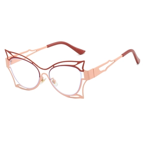 Fashionable butterfly cat-eye eyeglass frames with colorful geometric hollow design