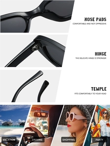 Detail view of vintage square sunglasses with ergonomic pads and reinforced hinges