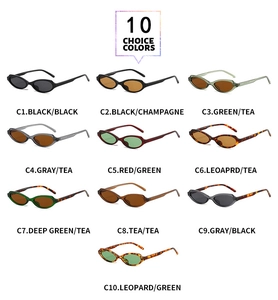 Detailed grid view showcasing ten color variations of retro cat eye oval sunglasses