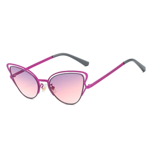 Cat Eye Sunglasses Metal Double Frame Hollow Design Gradient Lens UV400 Protection Fashion Vintage Eyewear Women