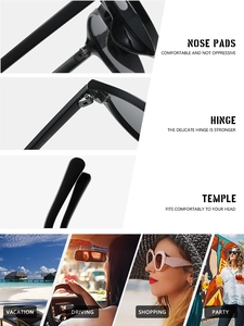 Detail of round sunglasses featuring integrated nose pads and reinforced hinges in daily scenes