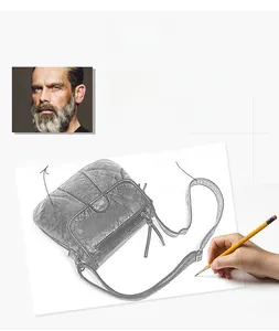 Detail of water-washed leather crossbody bag with wrinkled texture and long shoulder strap