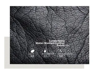 Detail of waterproof washed PU leather texture on a lightweight black crossbody bag