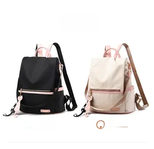 Sacs à dos en nylon Oxford imperméables noir et rose avec pendentif chat détaillé