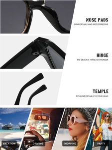 Détail de lunettes de soleil polygonales avec charnières métalliques et plaquettes de nez