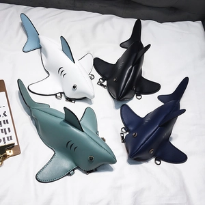 Shark Shaped Mini Crossbody Bag Funny Animal PU Leather Shoulder Purse For Women Girls Trendy Novelty Streetwear
