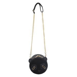 Cute panda-shaped sequin round crossbody bag with golden chain strap for kids