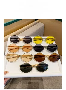 Detailed arrangement of geometric diamond sunglasses in seven diverse lens colors