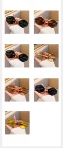 Close-up of geometric octagonal metal sunglasses in various lens colors and finishes
