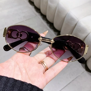 Women Polygon Sunglasses Metal Frame UV400 Protection Gradient PC Lens Hollow Temple Punk Fashion Eyewear