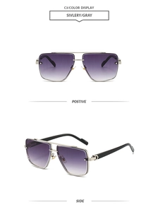 Details einer Pilotenbrille mit silbernem Doppelsteg und violettem Verlaufsglas