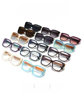 Multiple color variations of oversized square sunglasses and fashion optical frames