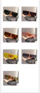 Collage of fashion oversized metal frame sunglasses in various gradient lens colors