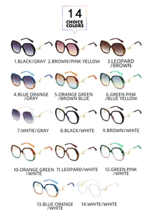 Detailed grid showing 14 stylish large round sunglasses and frames with pearl accents