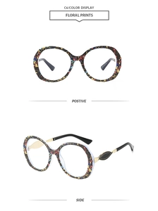 Détails de la monture ovale à motif floral avec branches en métal, coloris C6