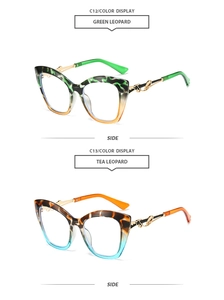Vue détaillée des branches métalliques évidées sur des lunettes œil de chat léopard