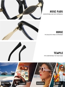 Détails de monture ovale avec charnières en métal et scènes de style de vie