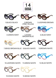 Macro view of 14 color options for geometric triangle penguin egg shaped sunglasses