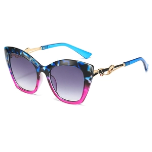 Lunettes De Soleil Oeil De Chat Pour Femmes Grand Cadre PC Protection UV400 Verres Dégradés Branche Métal Vintage Tendance