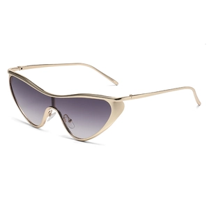 Lunettes de soleil œil-de-chat surdimensionnées avec monture dorée et verres dégradés