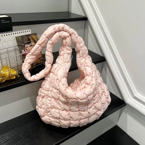 Bolso de Nube Acolchado Estilo Coreano para Mujer Gran Capacidad Plisado de Burbujas Bolso de Hombro Casual de Nylon Bolso de Axila