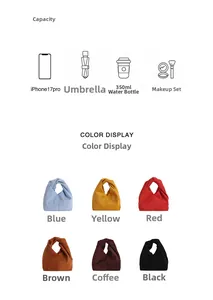 Detail showing high capacity of pleated cloud bag for umbrella, phone and cosmetics