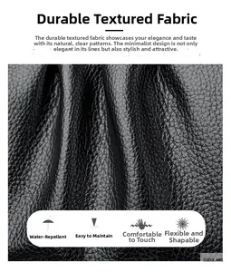 Detail of durable black lychee grain leather featuring water-resistant and wear-resistant texture