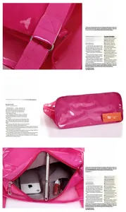 Détails du sac de plage rose en gelée avec fermeture éclair et compartiment interne