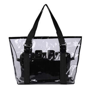 Sac Fourre-Tout Transparent En PVC Pour Femmes Grande Capacité Sac De Plage Style Gelée Avec Pochette Intérieure