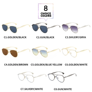 Détail de 8 options de couleurs pour lunettes de soleil aviateur avec monture en métal à double pont