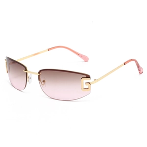 Chic rimless square sunglasses with gradient brown lenses and gold G-logo temples