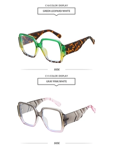 Side view of square oversized sunglasses with unique V-shaped temple design and vibrant colors