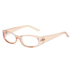 Fashionable orange translucent square frame glasses for street style with anti-blue light lens