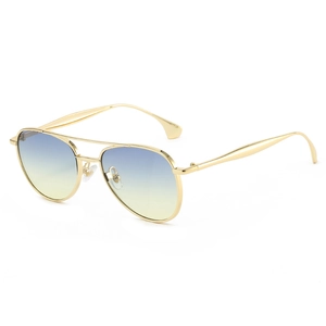 Lunettes De Soleil Aviateur Mode Monture En Métal À Double Pont Protection UV400 Rétro Extérieur Pour Hommes Femmes