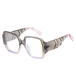 Fashion oversized square sunglasses with gradient smoke grey and pink purple frames