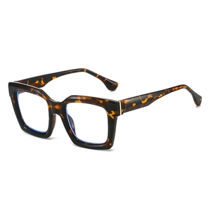 Lunettes carrées oversize écaille de tortue avec filtre anti-lumière bleue et monture épaisse