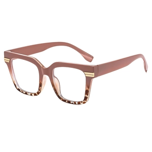 Retro Oversized Square Frame Eyeglasses Chic Flat Lens PC Decorative Glasses With Golden Metal Accents For Women Men