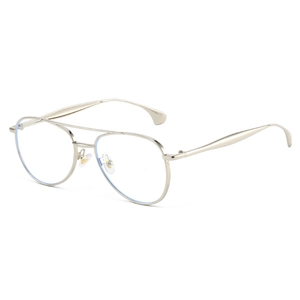 Lunettes de soleil aviateur en métal doré avec double pont vues sous un angle de 45 degrés