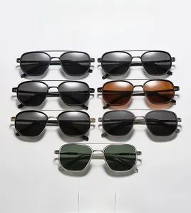 Collection of seven retro pilot sunglasses featuring double bridge metal frames in assorted colors