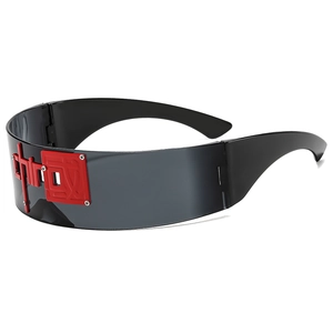 Futuristic Cyberpunk One Piece Wrap Around Sunglasses UV400 Protection PC Lens Novelty Goggles Trendy Unisex