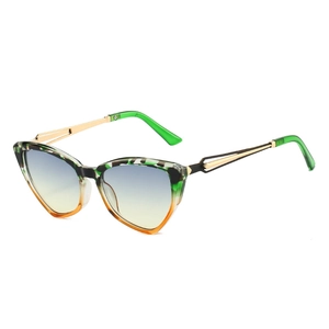 Fashion Cat Eye Sunglasses UV400 PC Gradient Lens Metal Hollow Temples Outdoor Travel Colorful Eyewear For Women