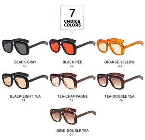 Vue détaillée de lunettes de soleil tendance à double pont en 7 déclinaisons de couleurs