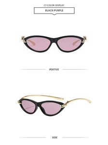 Lunettes œil-de-chat à verres violets et détails de corde dorée sur les branches