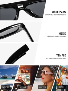 Vue détaillée de lunettes de soleil à monture large avec charnières renforcées