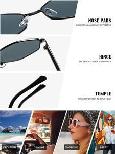 Detail of metal polygon sunglasses with silicone nose pads and durable hinges for outdoor wear